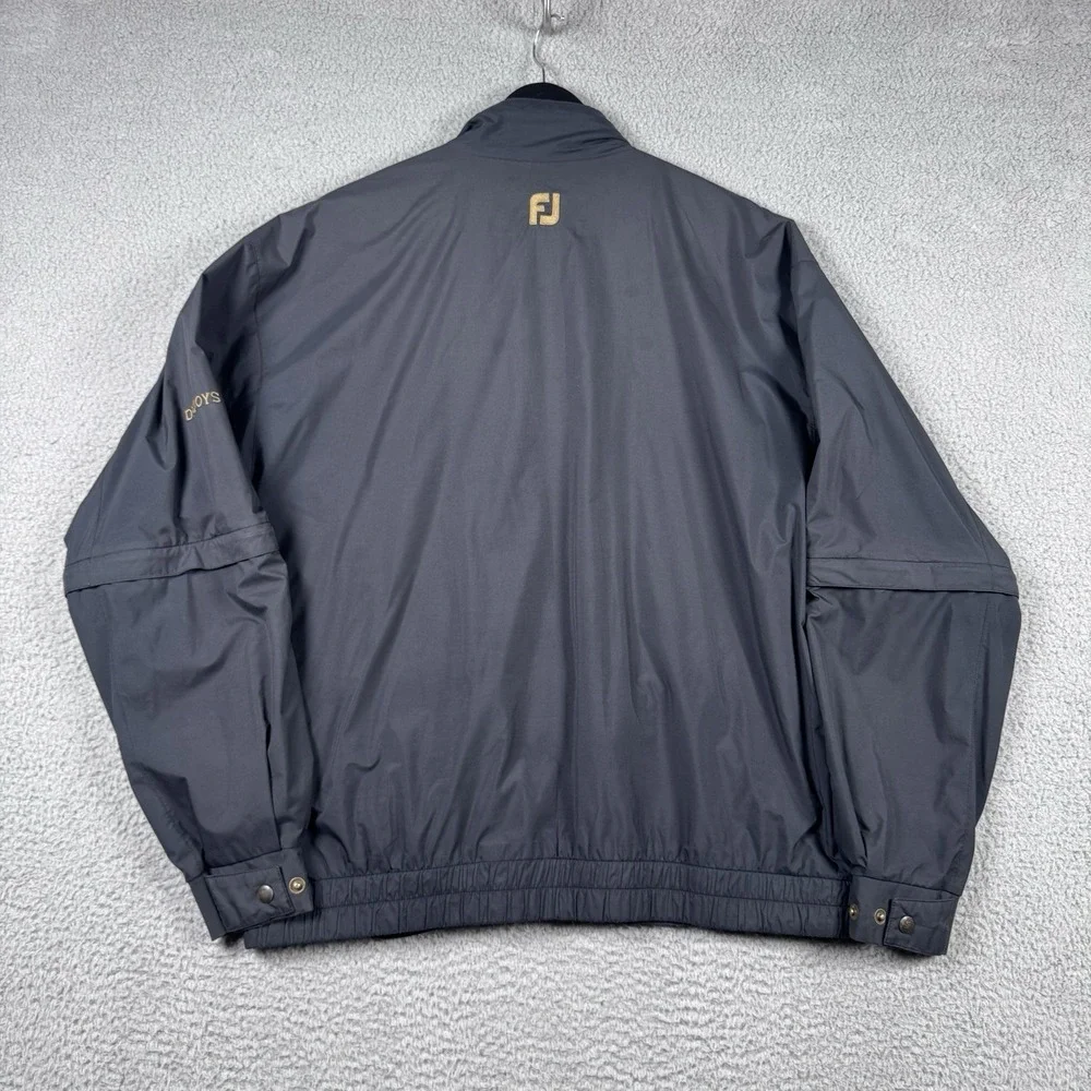 Footjoy Dryjoys Jacket Mens Size Medium Black Golf Convertible Sleeves Full Zip